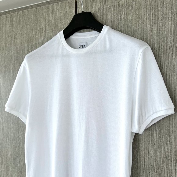 Zara White Knit T-Shirt - Size Medium - Picture 3 of 6